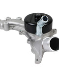 Rock Solid AW6169 Engine Water Pump Replacement for 3.6L V6 Engines, detailed view of aluminum pump housing and outlet.