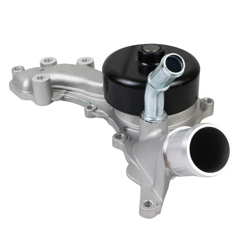 Rock Solid AW6169 Engine Water Pump Replacement for 3.6L V6 Engines, detailed view of aluminum pump housing and outlet.