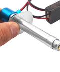 Close-up of RC Glow Plug Starter Igniter For Nitro One Eighth One Tenth Scale Cars Buggies Trucks Boats Blue Upgraded Version No Extra Charger Needed Power Direct From Your Battery For Quick Easy Starts with metal body