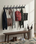 Two Pack Wall Mount Coat Rack Hooks Set For Entryway And Bathroom, No Fuss Double Hanger Rail For Robes Coats Hats Bags Towels displayed