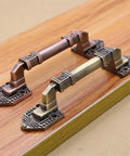Decorative Wood Barn Door Handle With Dope Antique Copper Look, Aluminum Alloy European Style Flush Drawer Pull, Rust-Resistant Cabinet Handle