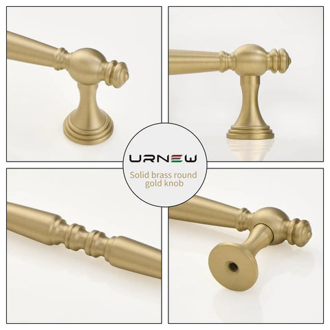 Heavy Duty Five Inch Solid Brass Cabinet Pulls In Brushed Matte Gold Offering A Secure Hold And Silky Smooth Glide For Kitchen Cabinetry Bathroom Vanities And Dresser Drawers Zero Hassle Install.