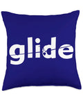 Glider Plane Throw Pillow With Pilot Flight Theme Dope Decorative Cushion For Living Room Sofa Or Bedroom, blue fabric with 'glide' text