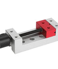 Compact Aluminum Mini Bench Vise For Woodworking Hobbyists, A Handy Little Table Clamp With 50mm Jaw Range, 123mm Overall Length, 20mm Mount Hole Distance, Ideal For Engraving, Drilling, And Small Repairs, aluminum mini bench vise with red jaw block