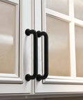 10 Pack Matte Black Kitchen Cabinet Pulls 5 Inch Center To Center 128mm Zinc Alloy Solid Round Handles on white cabinets