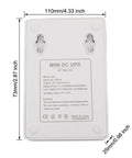 Keep The Wifi Alive With This Solid 7800mAh UPS Battery Backup Powers Your Router And Modem For Six Hours Flat Even During Blackouts, back view with detailed specifications.