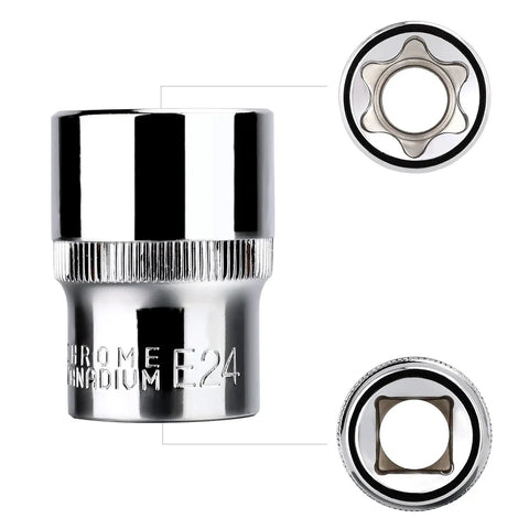 Go-To 3/8-Inch Drive 6 Point Impact Socket Set With Carrying Case, close-up of socket showing interior and exterior details.