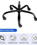 Heavy Duty Office Chair Base Replacement Bundle With 352 Lb Capacity, Smooth All Floor Rolling, Swivel Base.