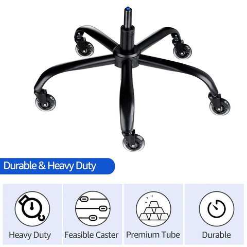 Heavy Duty Office Chair Base Replacement Bundle With 352 Lb Capacity, Smooth All Floor Rolling, Swivel Base.