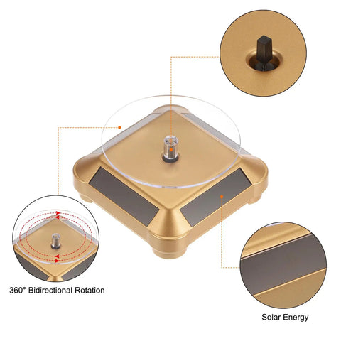 Boost Your Retail Layout With This Smooth Riding 360 Degree Solar Display Turntable Featuring A Tight Grip Slick Abs Base Engineered For Silent Swivel And Zero Drama Showcase, showing solar panel and rotating base.