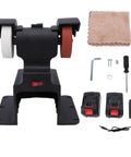 Rock Steady Cordless Mini Bench Grinder With Two Heavy Duty 4000mAh Batteries And Slick Variable Speed Adjustment Reaching 7000Rpm For Zero Sweat Grinding Sharpening Tasks and accessories.