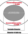 Diagram showing dimensions for Oversized Marble Lazy Susan With 360 Degree Swivel Rotation Sintered Stone Rotating Serving Tray.