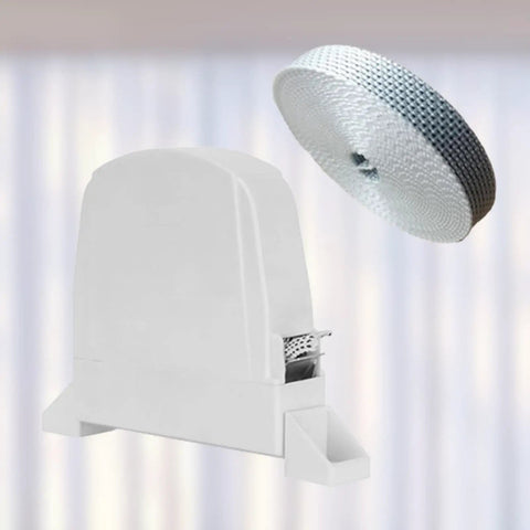 Heavy Duty Screw On Belt Winder For Roller Shutters With No Sweat Quick Install Setup, white design with cord wrap.