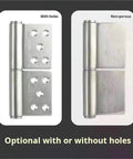Two Rock Solid 5 Inch Stainless Steel Flag Hinges With Detachable Pin, one with holes and one non-porous, showcasing options.
