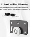 Heavy Duty Quiet Glide Sliding Door Pulley Kit With Dual Aluminum Track And Low Friction Nylon Wheels for smooth sliding action.