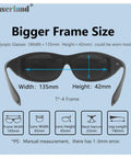 Top Shelf CO2 Laser Safety Glasses Built Road Ready For The Shop Floor Shielding Peepers At 10600 NM With OD4 Coverage And CE Approval showing dimensions and frame size