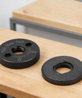 Heavy Duty Angle Grinder Flange Set With Beast Mode Inner Outer Clamps, solid black metal plates for locking discs.