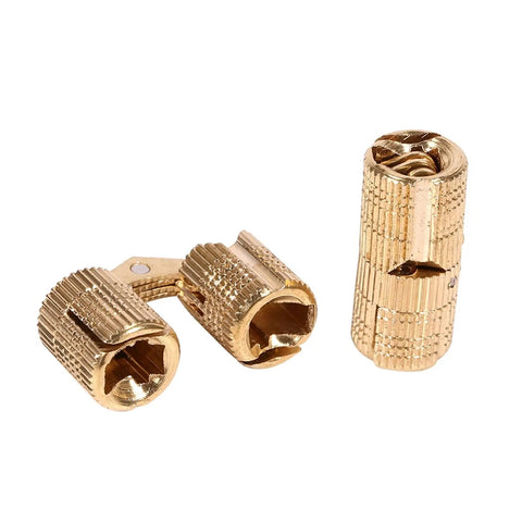 Heavy Duty 4 Pack Barrel Hinges For Cabinet Doors And Outdoor Gates Featuring Smooth As Silk Swing Dead Easy DIY Install Kitchen Worktop Hardware Built Solid As A Rock For Any Project. Gold metal barrel hinges with textured surface.