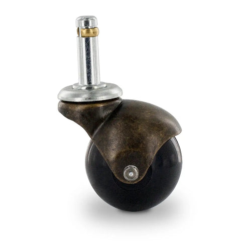 Top Tier Smooth Rollin Antique Brass Plastic Ball Swivel Casters For Home Furniture And Office Gear Two Inch Base Heavy Duty slick 2 inch caster with black wheel.