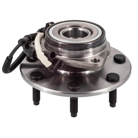 Solid Front Wheel Hub Bearing Assembly Fits 2000-2004 Ford F-150 Heritage 4WD No ABS Sensor close-up view with wiring.
