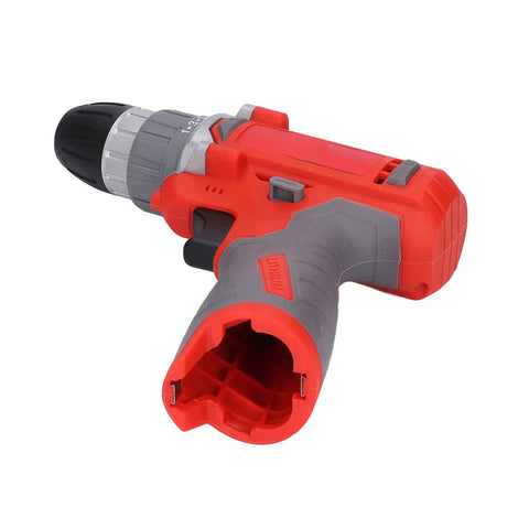 Heavy Duty Cordless Drill Driver And Impact Wrench That Handles The Daily Grind With Variable Speed and Adjustable Torque, red and gray design.