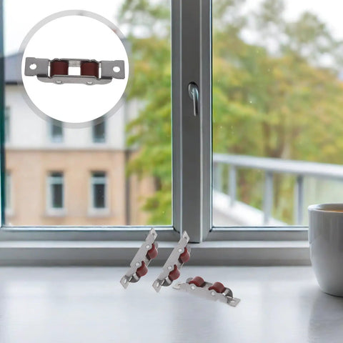 Heavy Duty Stainless Steel Sliding Window Roller Assembly 4 Pack Slick Glide Operation 88 Type Replacement Wheels Built Tough For Rough Daily Home Grind Fixes on a window frame.
