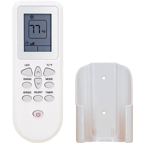 Replacement Remote Control For Portable Air Conditioner With Wall Mount Bracket Fits Select Ac Models, digital panel, 77°F display.