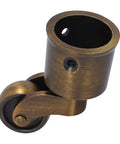 Bulletproof Round Cup Casters Swivel Wheels Dead Smooth Glide Heavy Duty Zinc Alloy Furniture Base Matte Brushed Surface Vintage Vibes For Sofa Piano Quick Swap in bronze color, showing swivel mechanism.