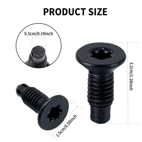 Rock Solid Door Hinge Bolts Screws Kit For Jeep Wrangler JK JKU JL JLU And Gladiator JT 2007 To 2023 showing 16 piece black screws with dimensions.
