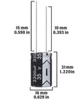 Rock Solid 3300 UF 35 V Electrolytic Capacitors Aluminum Radial 16 X 31 MM showing size dimensions for electronics projects.