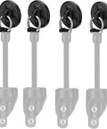Set Of 2 Hella Sturdy Replacement Endcaps With Tight Rings For Exterior Sun Shades And Roller Blinds No Mess Quick Mount Rugged black plastic frame support kit pieces with stainless rings.