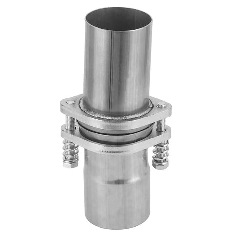 Heavy Duty Stainless Steel Exhaust Pipe Repair Kit With Quick Fix Coupler Sleeve Universal Fit For Everyday Rides Two Seven Five Inch ID To OD showing repair pipe with coupler.