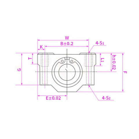 One Piece Linear Bearing Slide Set SCS6UU SBR30UU For CNC Parts And 3D Printer Projects, Length Range 6 To 30 Mm, Smooth, Precise Motion For Precision Machinery, Milling, And Tooling Applications, Ideal For DIYers And Pros. technical dimension drawing of linear bearing slide block