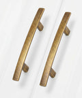 20 Pack Vintage Antique Brass Cabinet Pulls And Drawer Handles Plus Rock Solid Zinc Alloy Furniture Hardware With Spot On 3 Inch Hole Centers For No Fuss Room Refreshes, top view of two brass handles.
