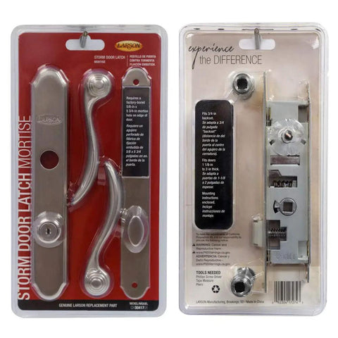 Storm Door Handle Set With Keyed Deadbolt, Brushed Nickel Revere Mortise Lever Pair For Exterior And Interior Doors, Easy Install In Five Eighth By Five And Three Quarter Mortised Hole, Sleek Modern Look, Solid Security Upgrade packaging