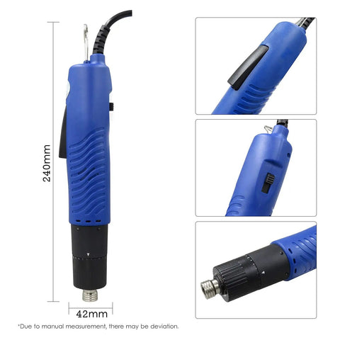 Smooth Operating Corded Electric Screwdriver Featuring Adjustable Torque And Ergonomic Non Slip Grip For No Sweat Drywall Repairs And Quick Furniture Assembly Jobs with visible controls and cord.