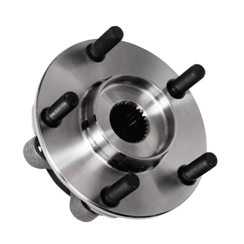 Close-up of Pair Front Wheel Hub And Bearing Assembly 513298 with five studs and smooth finish for Nissan Sentra and Rogue.