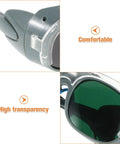 Built Heavy Duty For Real World Shop Use Ergonomic Welding Goggles With Interchangeable Lenses showing side view and lens details.