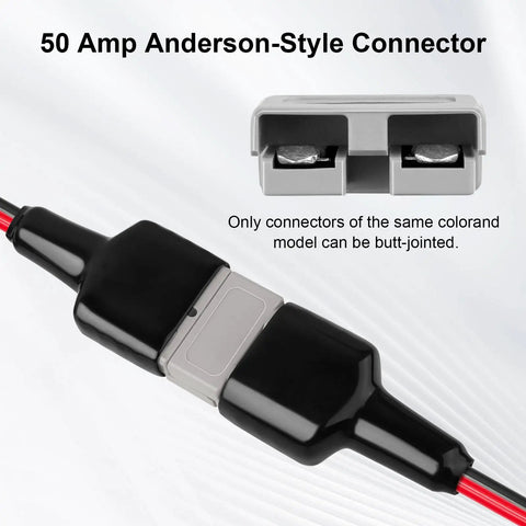 Heavy Duty 8Awg Power Cable 10 Feet Long With Slick Anderson Quick Connect Plugs showcasing 50 Amp connectors.