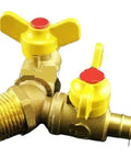 Tough As Nails Brass Tee Ball Valve 1/2 Inch BSPT Male To 10MM Hose Barb Fitting Featuring Smooth Butterfly Handle for easy water flow control.