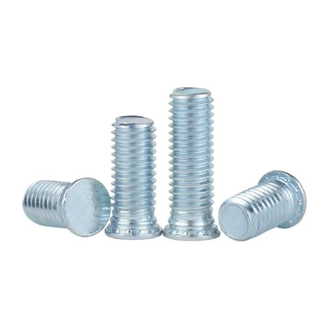 Badass Self Clinching Studs And Pressure Rivet Screws Built From Premium Carbon Steel With Zinc Plating For Durable Flush Head Hardcore Fastening Gear And Workshop Hardware, showing flat head cylinder screws.