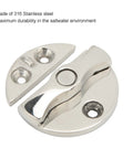 Heavy Duty 316 Stainless Steel Marine Door Catch Latch 45mm Round Design, close-up of polished latch for yacht access.