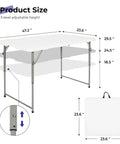 Sturdy 4 Foot Portable Folding Table That Folds In Half, Heavy Duty Plastic Utility Desk with adjustable height and handle