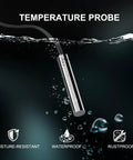 The 10K Temperature Sensor Probe submerged in water, showcasing waterproof and moisture-resistant stainless steel design.