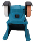 Slick Mini Bench Grinder With Dual Wheels Cordless Design accepts 18V Batteries, front view showing dual grinding wheels.