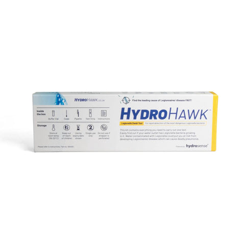 No Sweat Legionella Water Outlet Swab Test Kit With Sterile Swab And Buffer Vial For Quick Sink And Shower Safety Tests No Lab Skills Required - Product packaging displaying contents and instructions.