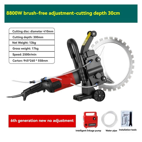 8800W Rugged High Frequency Circular Saw for Shredding Reinforced Concrete Walls and Road Slabs with pro-level precision, cutting depth 30cm.