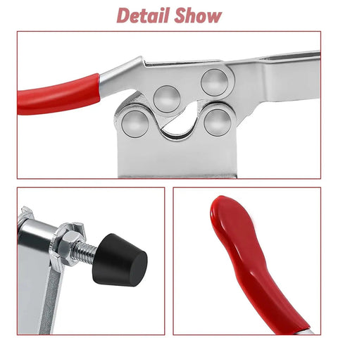 20 Pieces Horizontal Toggle Clamp Set With Quick Release For One Hand Operation Up To 27 Kg Perfect For Workbench Jigs And Repetitive Clamping Jobs Grab And Go Grips And Durable Performance On Any Project. close-up of steel clamp with red handle and adjustment knob