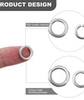 Stainless Steel Spring Lock Washer held on finger, part of a 600-piece set for heavy duty equipment and DIY repairs. Wear-resistant.