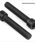Twenty Piece M8 Hex Socket Head Cap Screws With Allen Wrench Black Oxide Finish showing two bolts and an allen wrench for mechanical work.